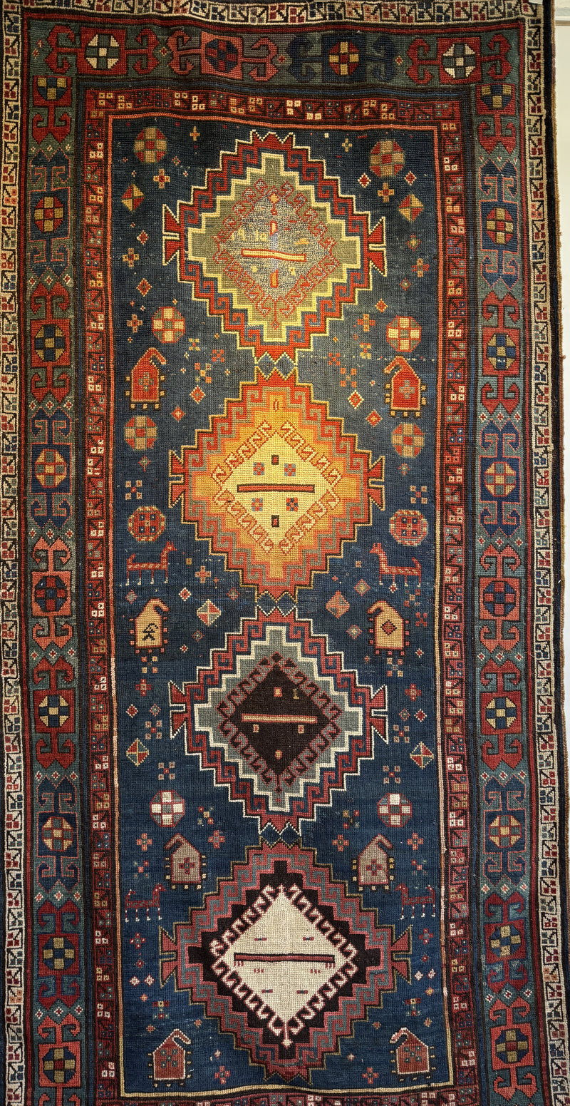 Antique Kazak Blue 4.3x7.5