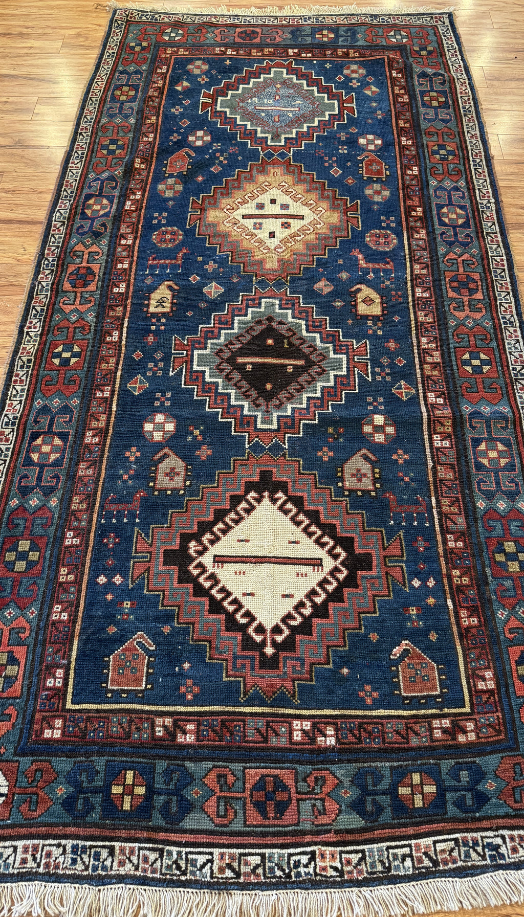 Antique Kazak Blue 4.3x7.5