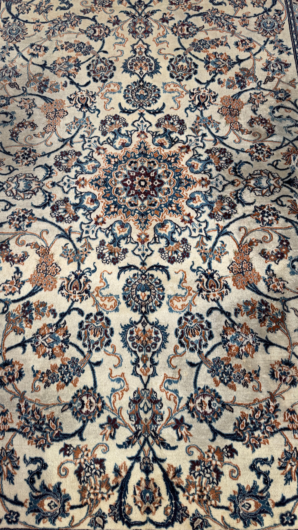 Vintage Persian Nain Ivory 7 x 10