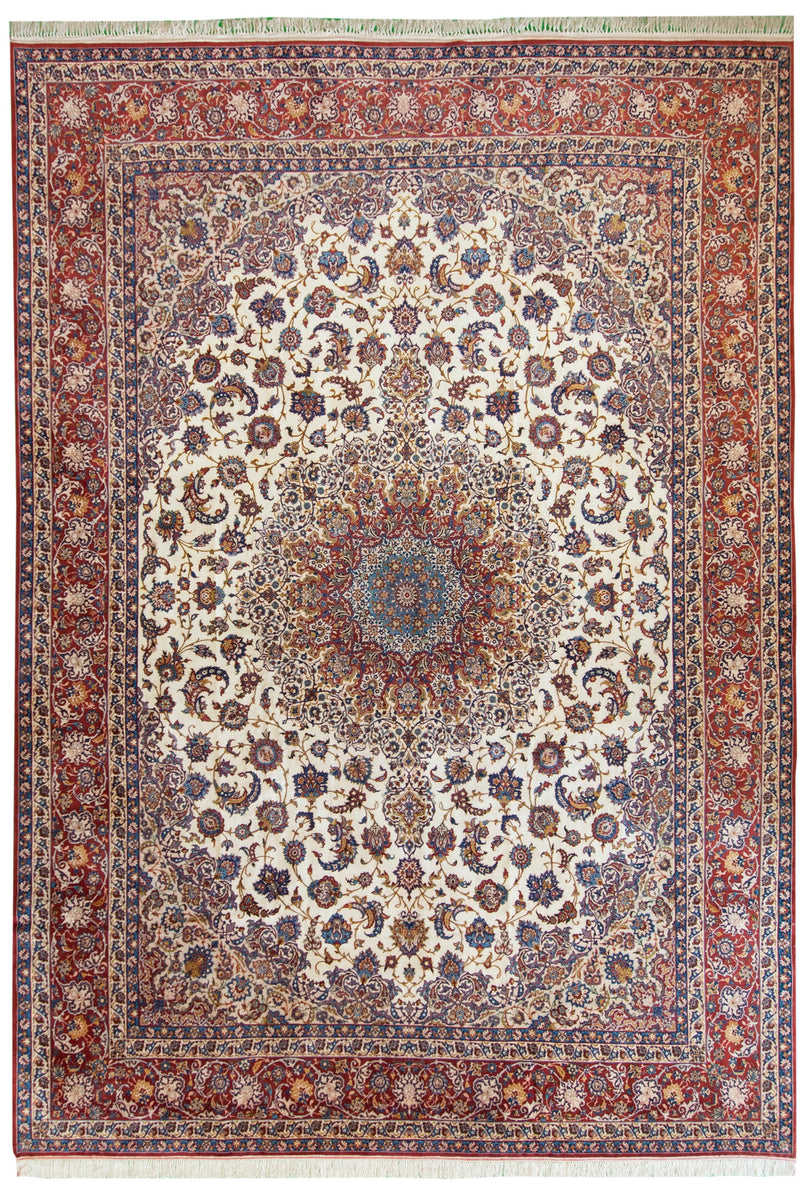 Antique Isfahan Ivory 10x14