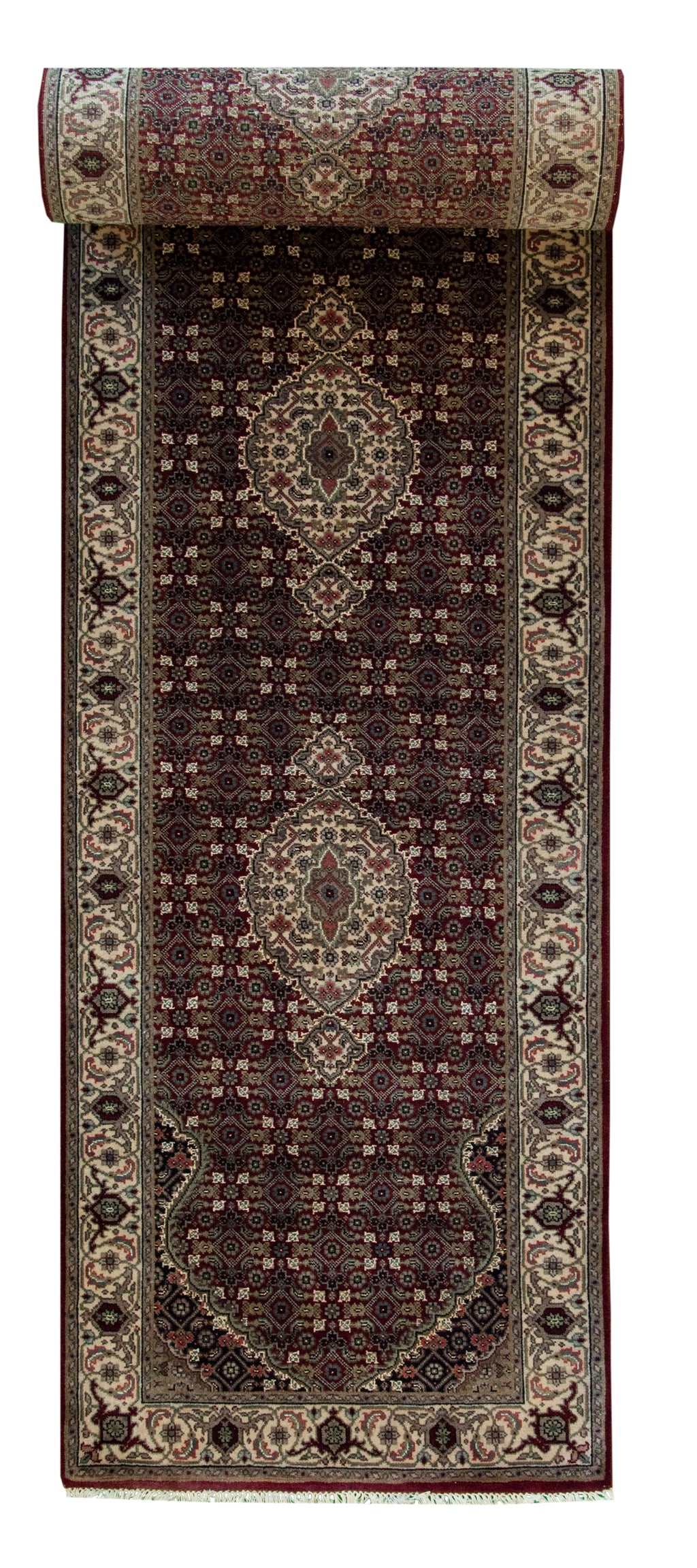 Indo Collection- Tabriz Mahi Red Runner 2' 7'' x 16'